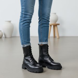 Μποτάκι chunky με λάστιχο- Mαύρο