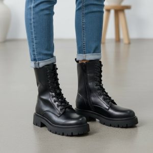 Μποτάκι chunky με λάστιχο- Mαύρο