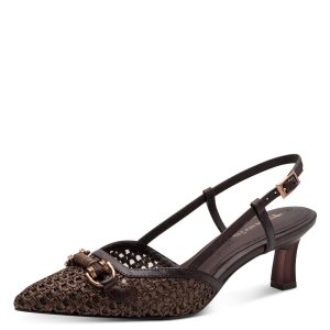 Tamaris slingback με πλεκτό σχέδιο - Καφέ