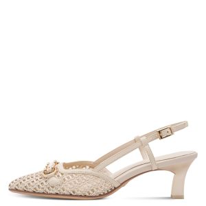 Tamaris slingback με πλεκτό σχέδιο - Καφέ