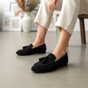 Μοκασίνι με διάτρητο σχέδιο - Μαύρο