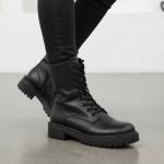 Μποτάκι με Κορδόνια - Μαύρο