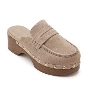 Mules με διακοσμητικά τρουκς - Μπέζ