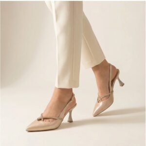Slingback Γόβες με Strass – Μπεζ Πέρλα