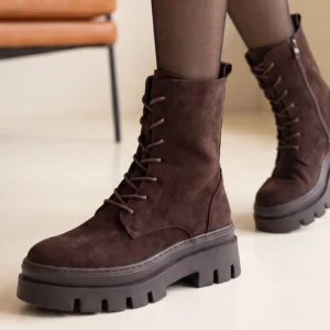 Αρβυλάκια Suede με Chunky Τρακτερωτή Σόλα – Καφέ